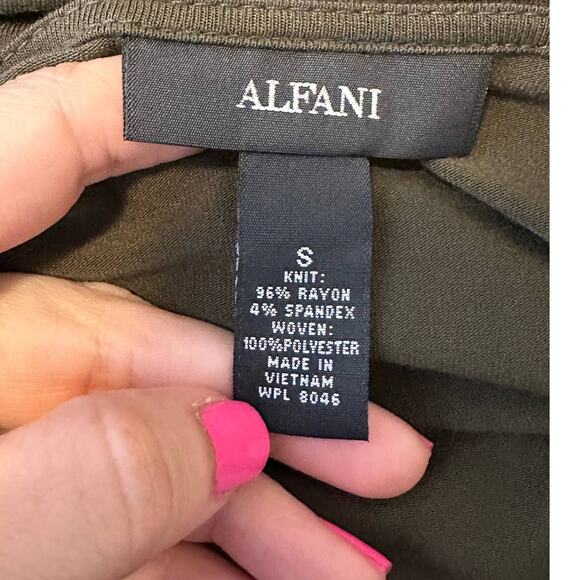 Alfani military green 3/4 sleeves hi low blouse size small - Picture 5 of 12
